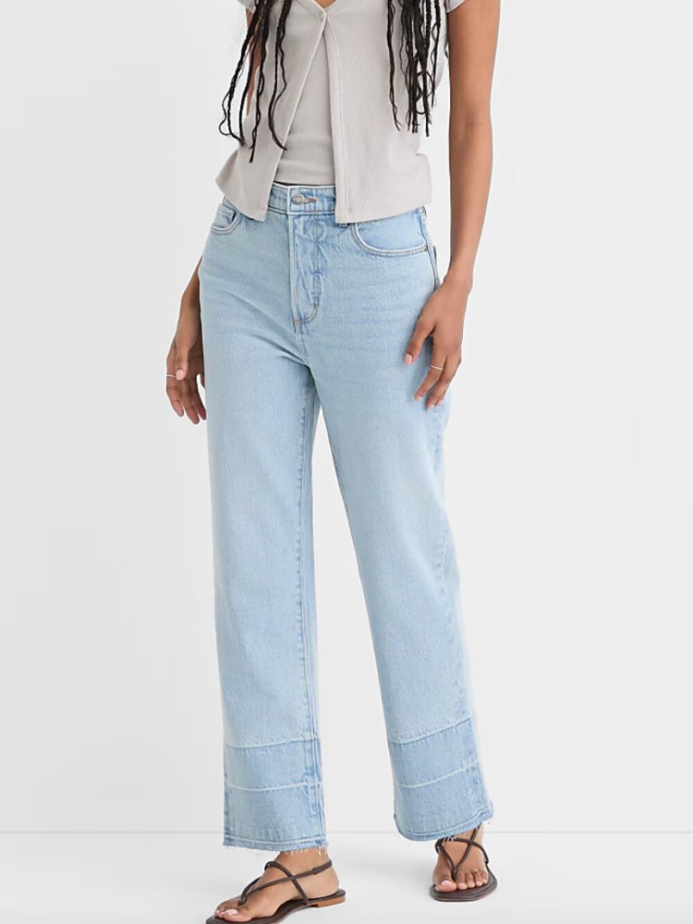 Loft Rivete Unpicked High Rise Straight Jeans in Wave Wash NWT
